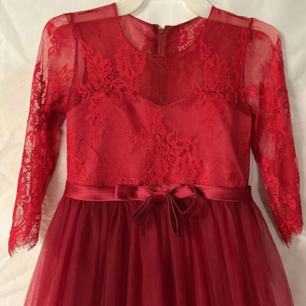 NWOT Big Girls - Elegant Lace Chiffon Dress - Maxi-length Skirt - Picture 3 of 6